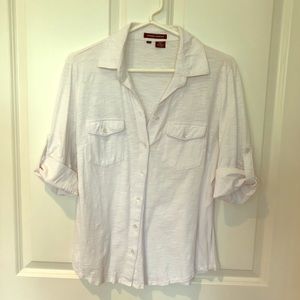 White button down Henley